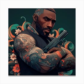 Hunzinator Idris Elba With Tattoos Canvas Print