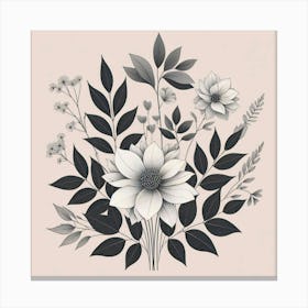 Black And White Flowers Canvas Print