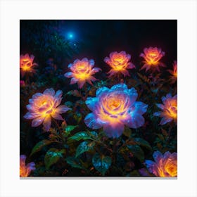 Glow In The Dark Roses 5 Canvas Print