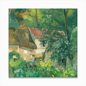 House In The Woods Oil Painting Landscape Illustration Canvas Print