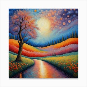 Tree In The Moonlight Canvas Print