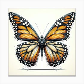 Yellow Butterfly - Abstract Line Art Illustration 83 Canvas Print