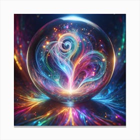 A Crystal Sphere Swirling Mass Of Glowing Light Follows The Rainbow Color Water Inside Of It Canvas Print