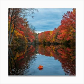 Autumn Leaves In The Water 1 Canvas Print