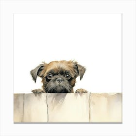 Dog Peeking Over Fence 6 Canvas Print