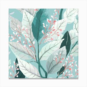 Illustration Of Leaves And Delicate Flowers In S (4) Canvas Print