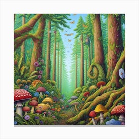 Forest Of Mushrooms 1 Canvas Print