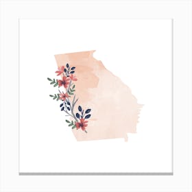 Georgia Watercolor Floral State Canvas Print