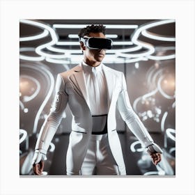 Futuristic Man In White Suit Canvas Print
