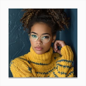 Portrait Of A Young Woman Wearing Glasses Canvas Print