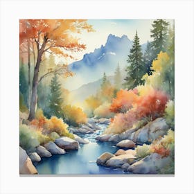 Watercolor Of A River Painting 1 Canvas Print