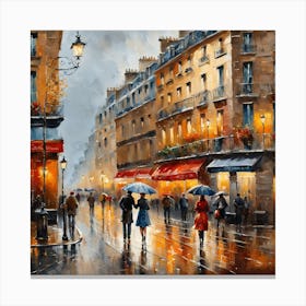 Paris Street Rainy Day Painting (13) Canvas Print