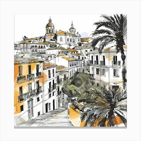 Sketch Of A City In Spain Canvas Print