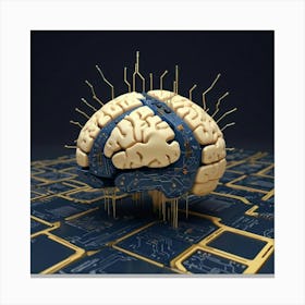 Brain On Circuit Board Canvas Print