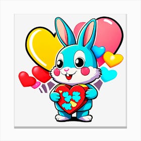 Bunny Holding Heart Canvas Print