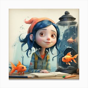 Girl With Blue Hair Canvas Print