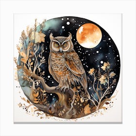 Owl At Night 4 Canvas Print