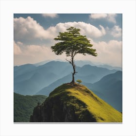 Lone Tree On Top Of Mountain 24 Canvas Print