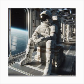 Astronaut Sitting In Space Canvas Print