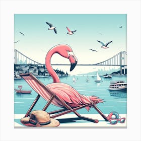 Flamingo On The Beach 1 Canvas Print