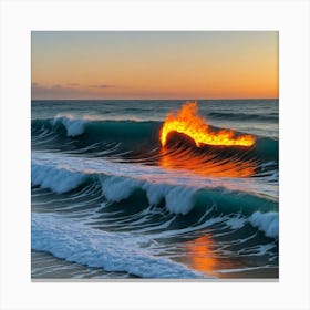 Fire In The Ocean 10 Canvas Print