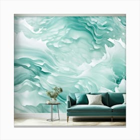 Abstract Nature Inspired Wallpaper Featuring A Turquoise Pattern With Splashes And Ripples Projecte (5) Canvas Print