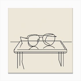Minimalism Meets Sophistication: A Single Line Drawing of Glasses on a Table Canvas Print