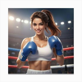 Boxing Girl In Boxing Ring 1 Canvas Print