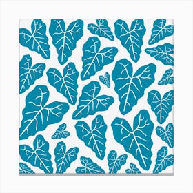 Blue Leaves Pattern Canvas Print