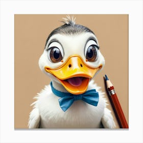 Duck With Pencil 1 Canvas Print