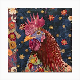 Patchwork Quilted Leghorn Chicken 1 Canvas Print