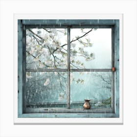 Window In The Rain Canvas Print