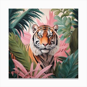 Tiger 3 Pink Jungle Animal Portrait Canvas Print