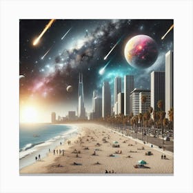 Space And The Beach - Futuristic Art Canvas Print