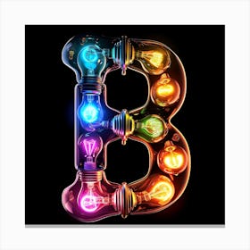 Letter B In Colorful Light Bulbs Canvas Print