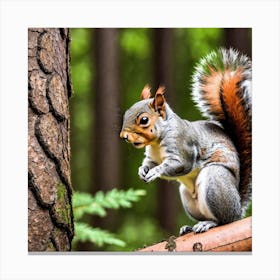 Squirrel In The Forest 105 Canvas Print