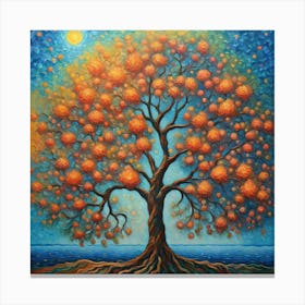 Blossoming Tree of Life: Vibrant Acrylic Painting wall art Canvas Print