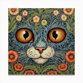 Cat With Flowers 2 Canvas Print