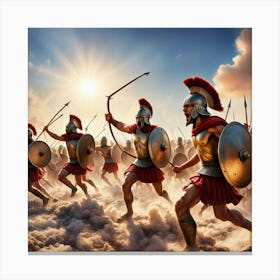 Spartan Warriors In The Sky Canvas Print