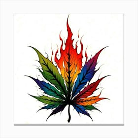 Rainbow Marijuana Leaf Canvas Print