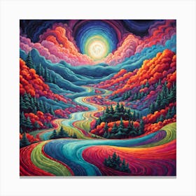 Psychedelic Landscape Painting Canvas Print