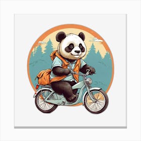 Panda Bear Riding A Bike Canvas Print