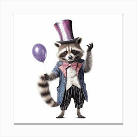 Raccoon In Top Hat Canvas Print