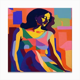 Woman Sitting On A Chair Canvas Print