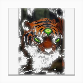 Angry Tiger Horror Face Halloween King Of Jungle Costume Canvas Print