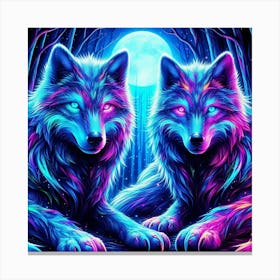 Cosmic Electric Wolves 3 Canvas Print