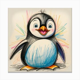 Penguin Drawing 5 Canvas Print