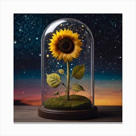 Sunflower In A Glass Dome Canvas Print