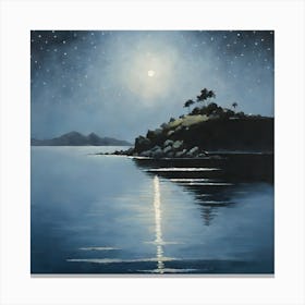 Moonlight Over The Water  Canvas Print
