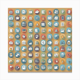 Flat Icons Set Canvas Print